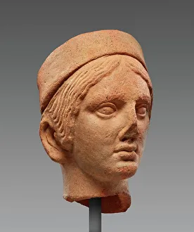 Etruria Prints: Female Head with a Polos, 1st century B.C. Creator: Unknown