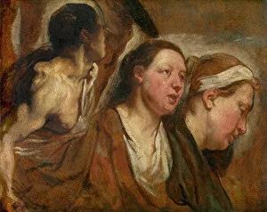 Desperation Prints: Two Female Heads and Torso of a Warrior, 1620-1623. Creator: Jacob Jordaens I