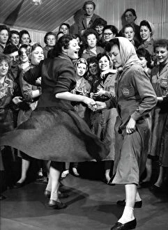 Headscarf Gallery: Female ICI employees enjoy a dance, South Yorkshire, 1957. Artist: Michael Walters