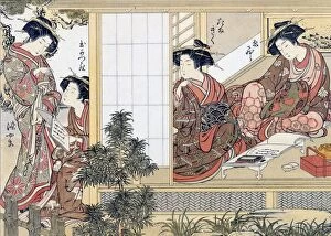 Female Japanese Courtesans Reading and Writing, c1776. Creator: Katsukawa Shunsho (1726-93) after