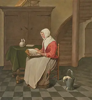 Bucket Prints: A female lace maker, c1700s. Creator: Unknown