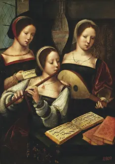 Genre Scene Prints: Female Musicians, 1530. Creator: Master of the Female Half-Lengths