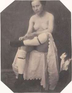 Stocking Prints: [Female Nude], ca. 1855. Creator: Circle of Louis-Adolphe Humbert de Molard