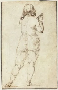 A Durer Prints: Female Nude Praying, 1497/1500. Creator: Albrecht Durer
