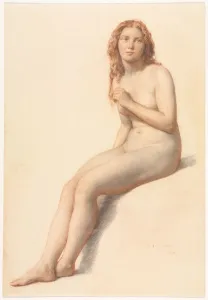Female Nude, Seated, Three Quarter View from Front, 1859. Creator: William Mulready (British