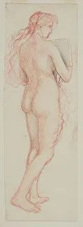 Female nude - study of figure with musical instrument, 1864. Creator: Sir Edward Coley Burne-Jones
