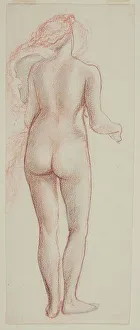 Life Drawing Prints: Female nude - study of a figure seen from the back