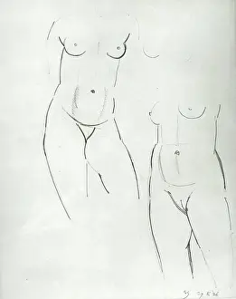 Portion Prints: Two Female Nudes, 1926. Creator: Eric Gill