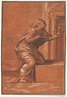 Girolamo Fran Prints: Female personification of Faith who kneels raising a chalice in her left hand, af... ca