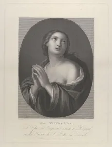 Pious Prints: Female personification of Hope looking up with hands held together and left shoulde