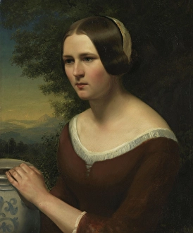 Neckline Prints: Female portrait, probably between 1845 and 1850. Creator: Hedevig Thorine Christiane Lund