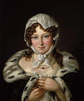 Ringlet Prints: Female portrait, Signora Contessa di Mollinasko, 1834. Creator: Jacob Munch