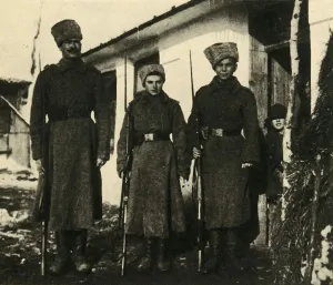 Bravery Gallery: Female Russian soldier decorated for bravery, First World War, c1916, (c1920). Creator: Unknown