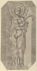 Palm Frond Prints: A female Saint, 16th century. Creator: Geoffroy Dumoutier