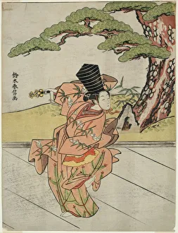 Rose Gallery: Female Sanbaso Dancer, c. 1766 / 67. Creator: Suzuki Harunobu