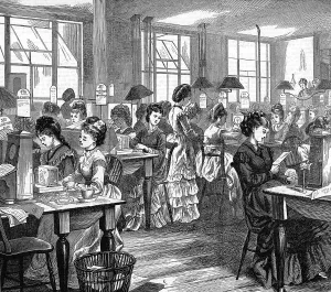 Female telegraph workers, 1871
