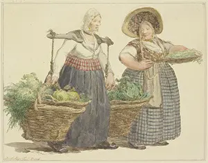 Locals Prints: Two female vegetable vendors with their wares, before 1817. Creator: C. H. Meyer