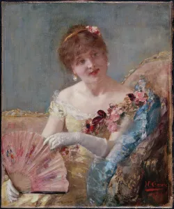 Femme à l'éventail (Portrait de Réjane?), 1879. Creator: Henri Gervex
