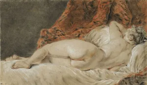 Boucher Prints: Femme allongee vue de dos, dit le Sommeil, ca 1720