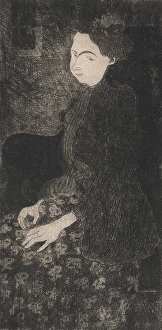 1893 Prints: Femme assise avec chapeau a plumes (Seated Woman with Feathered Hat)