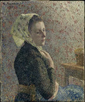 Camille 1830 1903 Prints: Femme au fichu vert (Woman with green scarf), 1893