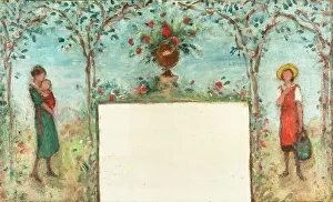Water Can Prints: Femme et enfants dans un verger : Esquisse pour le préau de l'école des filles de