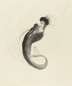 Imagination Prints: Femme a la torque ornee (Woman with a plumed hat), c. 1900. Creator: Odilon Redon