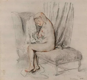 Femme nue enlevant sa chemise, ca 1717. Creator: Watteau, Jean Antoine (1684-1721)