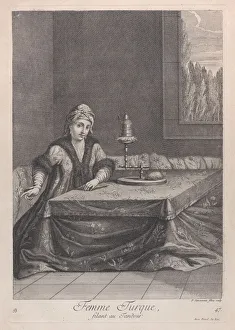 Jean Baptiste Van Mour Prints: Femme Turque, filant au Tandour, 1714-15. Creator: Unknown