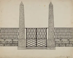 Fence and Posts, c. 1936. Creator: Mary E Humes