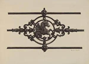 Fence - Sea Horse Design, c. 1939. Creator: Pearl Torell Fence - Sea Horse Design, c. 1939. Creator: Pearl Torell