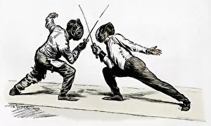 Frederick Henry Collection: Fencers, 1900. Artist: Frederick Henry Townsend