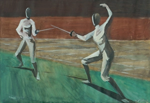 Fencing Prints: Fencers, 1940-1945. Creator: Bedrich Hoffstadter