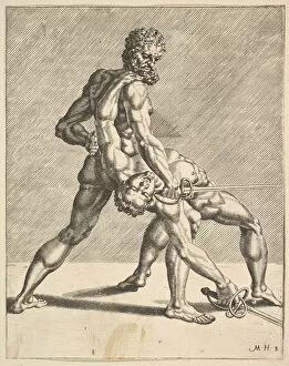 Maarten Van Gallery: Two Fencers, from Fencers, plate 8, 1552. Creators: Dirck Volkertsen Coornhert