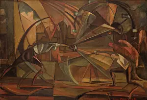 Fencing Prints: Fencing Match, c1919. Creator: Leon Chwistek