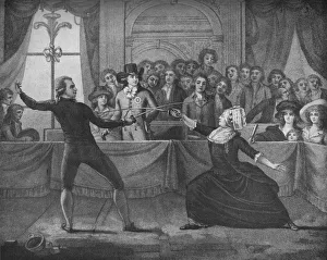 Fencing Match Between Mademoiselle La Chevaliere D Eon De Beaumont and Monsieur De Saint George, 17 Artist: Victor Marie Picot