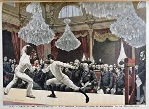Elegant Collection: Fencing in front of the President of the Republic, Palais de l Elysee, 1895. Artist: F Meaulle