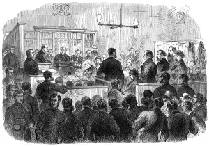 Prisoners Prints: The Fenian Prisoners at the Bow-Street Police Court: examination of the prisoners