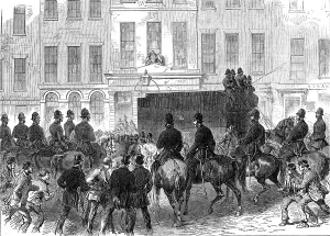 On Looker Prints: The Fenian Prisoners at the Bow-Street Police Court: removal of prisoners from the courthouse