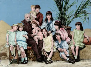 Ferdinand de Lesseps, French diplomat and entrepreneur, with his family, 1886. Creator: Unknown