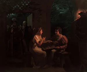 Chess Piece Prints: Ferdinand and Miranda playing a game of chess