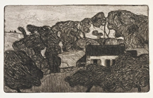 Ferme entouree d'Arbres (Farm surrounded by Trees), 1893. Creator: Armand Seguin. Ferme entouree d'Arbres (Farm surrounded by Trees), 1893. Creator: Armand Seguin