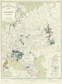 Cartographic Prints: Ferrous metallurgy on January 1, 1933, 1934. Creator: Mikhail Alekseevich TSvetkov