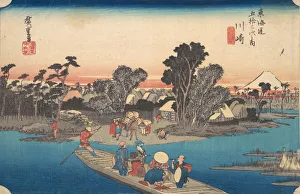 Boatmen Prints: Ferry Boat Crossing the Rokugo River, ca. 1834. ca. 1834. Creator: Ando Hiroshige