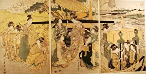 Falcon Collection: At the Ferry Boat Landing, Japan, c. 1804. Creator: Kitagawa Utamaro