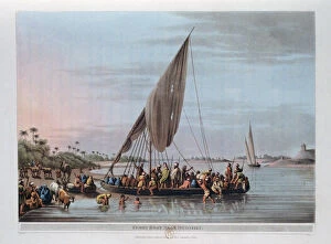 Images Dated 19th February 2007: Ferry Boat Near Nedssili, Egypt, 1801. Artist: Thomas Milton