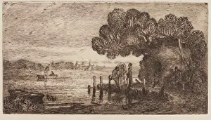 Hampshire England Prints: The Ferry at Christchurch, Hampshire, c1863-1891. Creator: Alexander Davidson Longmuir