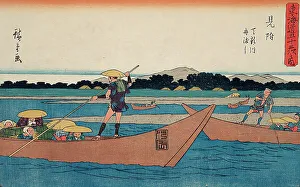 Tokaido Prints: Ferry Crossing the Tenryu River, Mitsuke, c1841-42. Creator: Ando Hiroshige