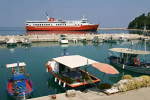 Breakwater Prints: Ferry entering the harbour of Poros, Kefalonia, Greece
