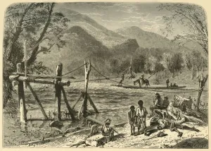 Fenn Prints: A Ferry on the French Broad, 1872. Creator: John Karst